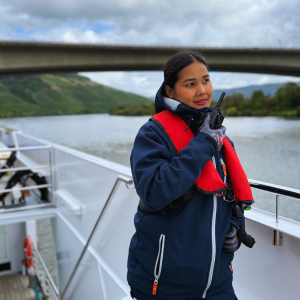 Sailor at work on a rivercruise in Europe